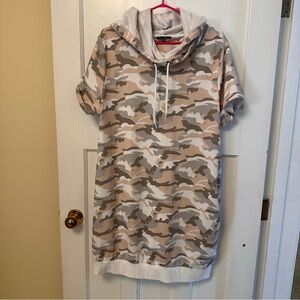 ⭐️ George 2X Peachy Camo Cowl Neck Short Sleeve Hoodie Dress
